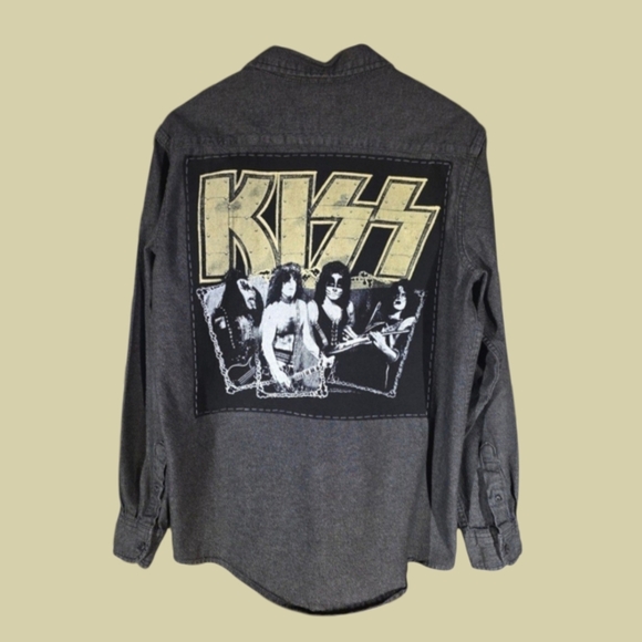 Upcycled Other - Upcycled KISS Gray Casual Button Down Shirt